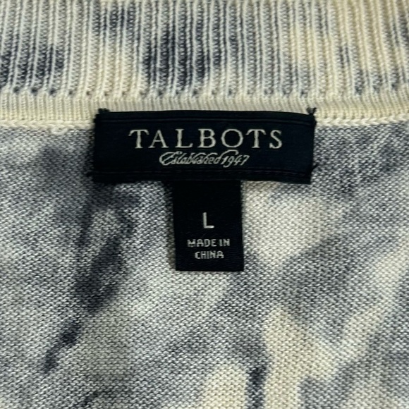 Talbots Floral Cardigan in Gray and Cream. Silk/Cotton Blend. Size Large. - Picture 2 of 6